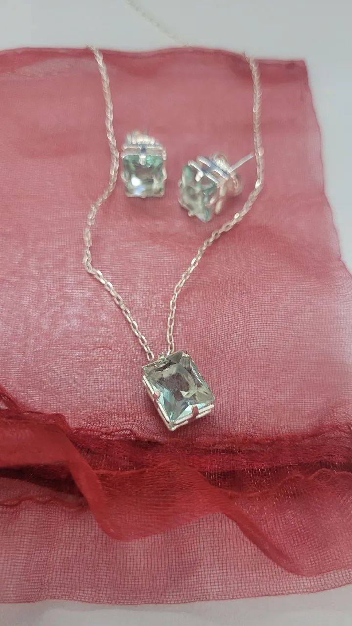 Conjunto brinco  e colar prata 925 - Foto 2