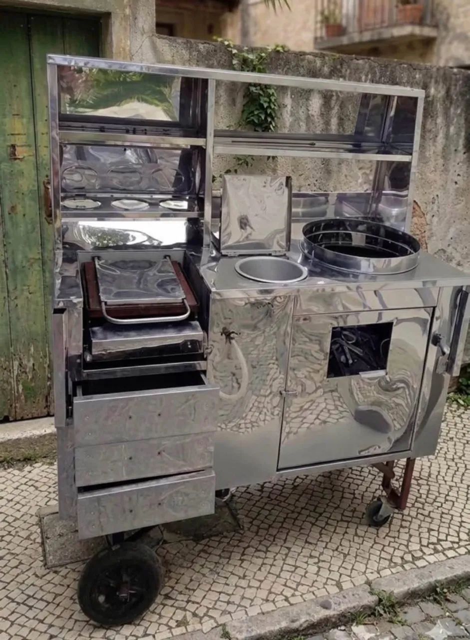 Carrinho de Lanche Aço Inox com Chapa e Rodas ? - Foto 3