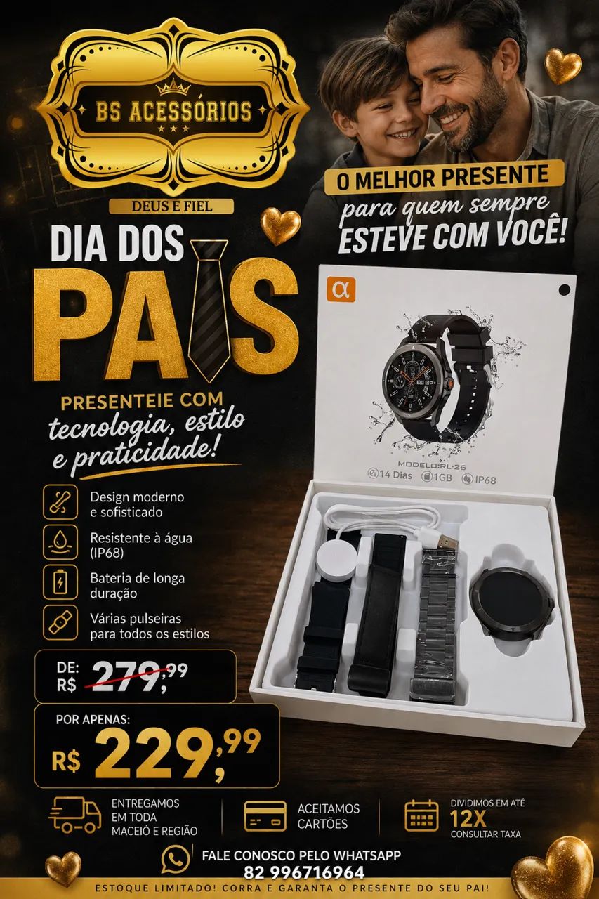 SMARTWATCH GOLD 3 PULSEIRAS 