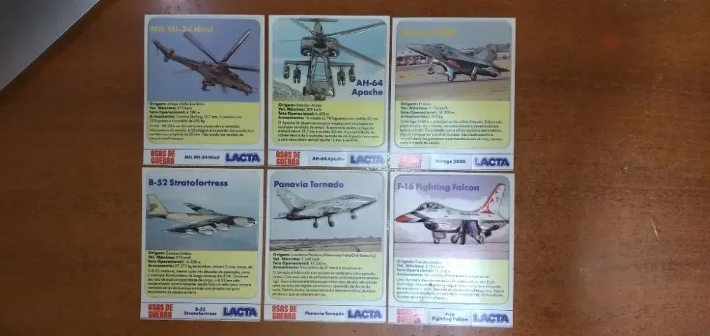6 Figurinhas Asas de Guerra da Lacta