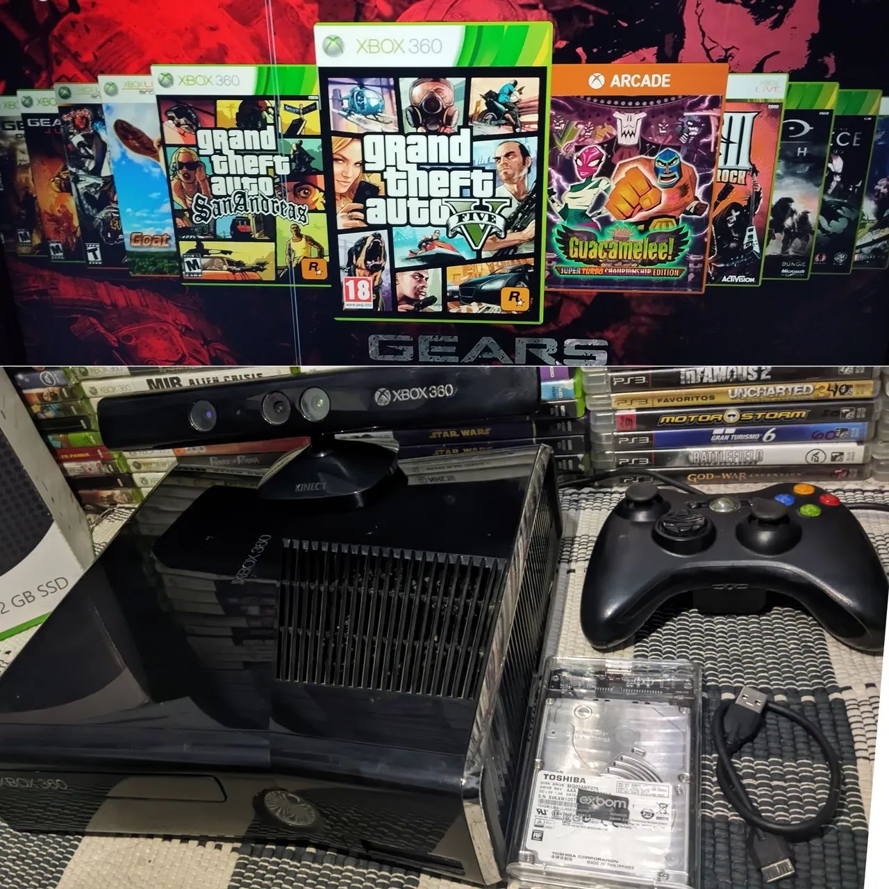 Xbox 360 Slim Glossy Black / Black Piano
