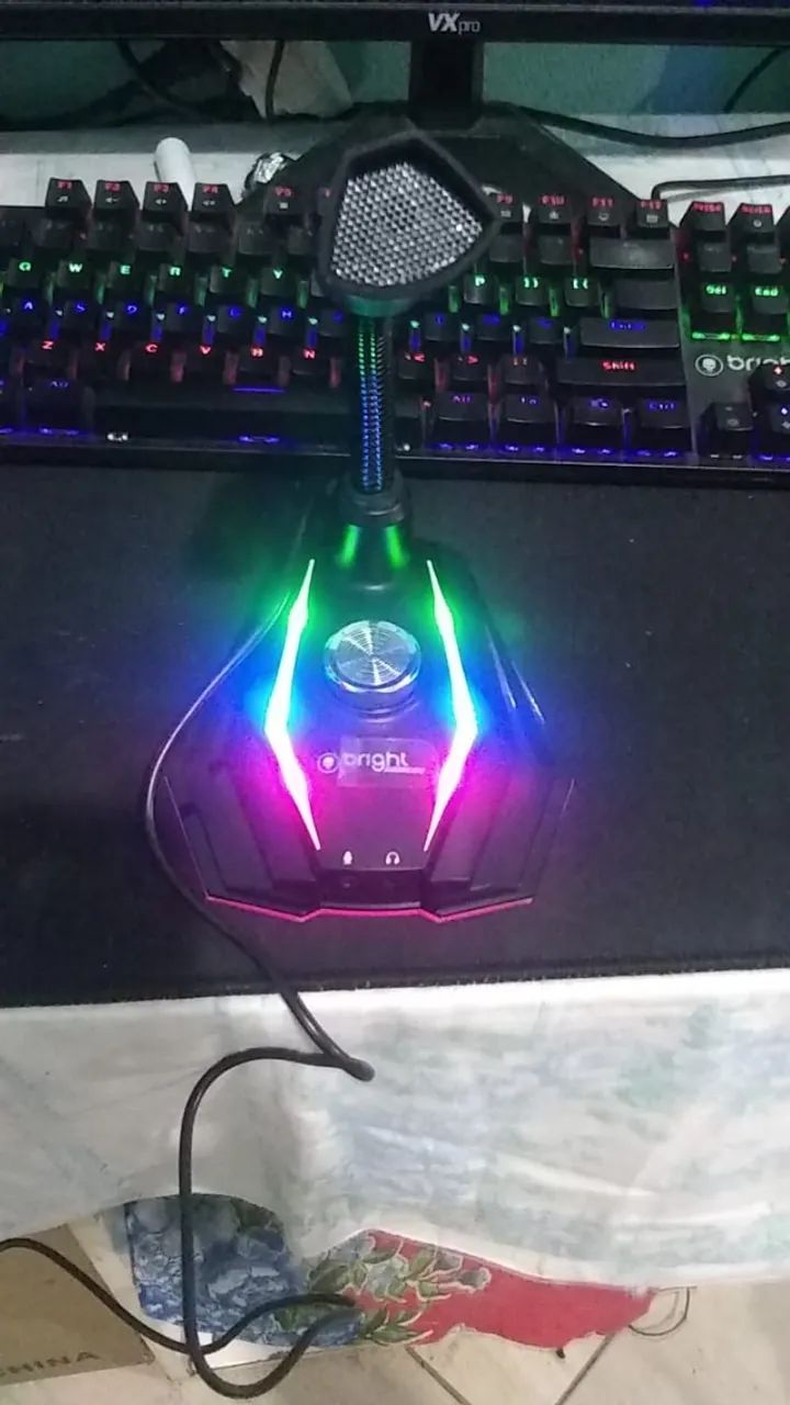 Microfone Gamer Bright, Rgb, Usb, Preto - 604 - Foto 2