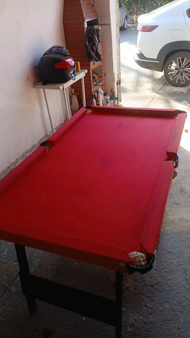 Mesa de sinuca bilhar 1,50x90 mdf completa 2 tacos e bolas - Foto 4