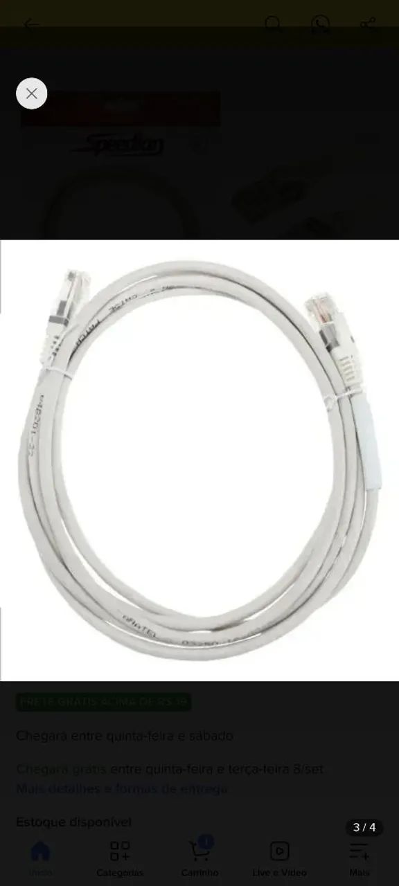 Cabo Patch Cord CAT 5E - 25 unidades - Foto 2