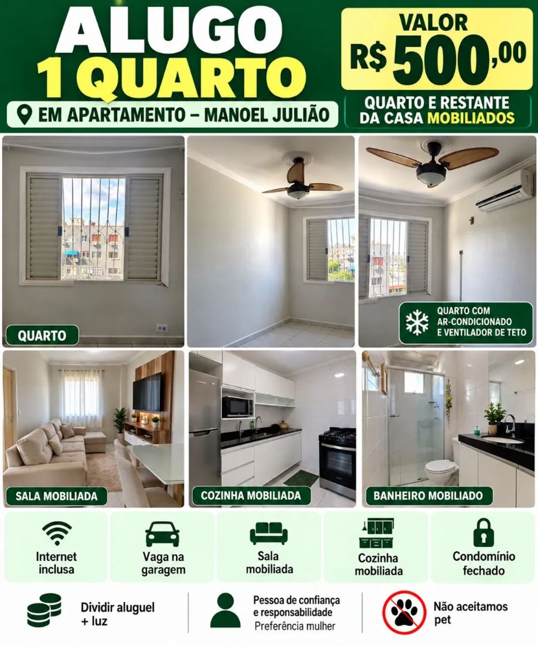 **ALUGO QUARTO - MANOEL JULIÃO**REPÚBLICA <br>