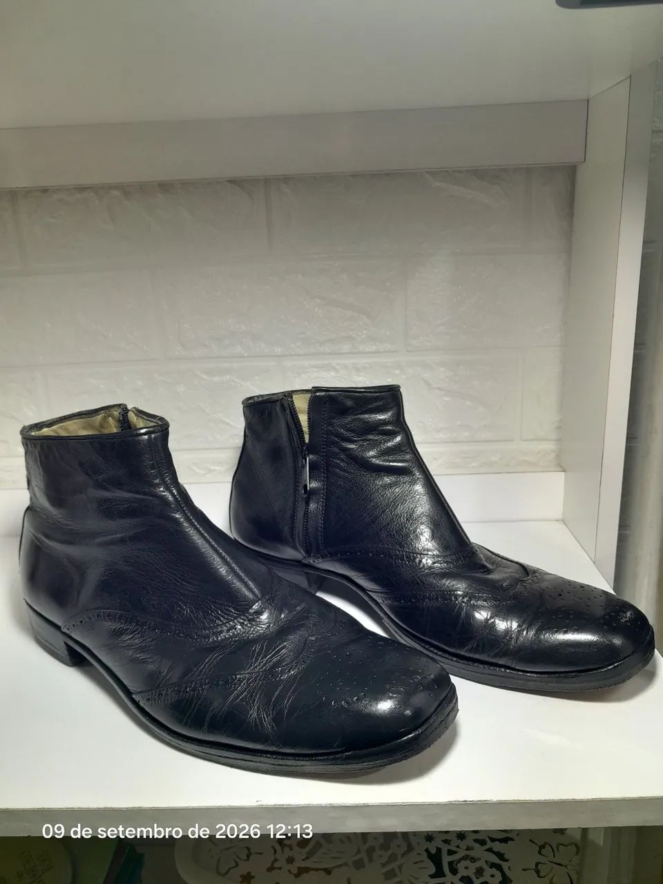 Bota masculina couro preto usada - Foto 3