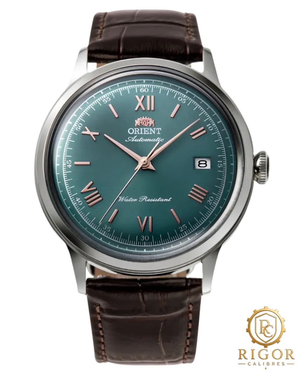 Relógio Orient Classic Automático RA-AC0023E30B - Mostrador Verde Claro Pulseira de Couro