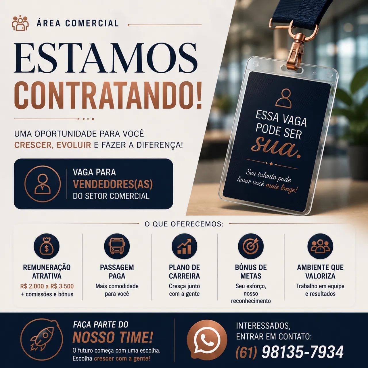 ASSESSOR DE VENDAS | Remuneração de até R$ 3.500,00