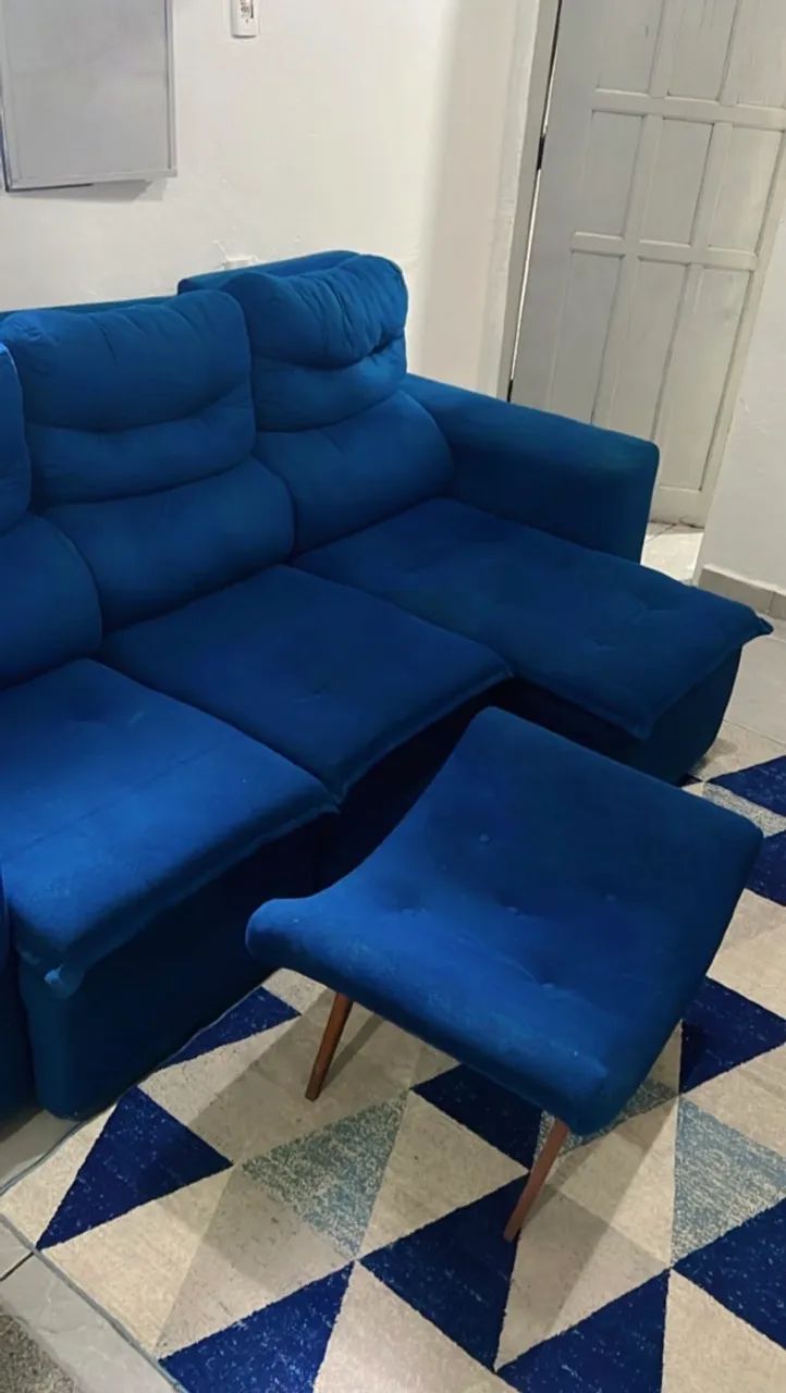 Sofá 3 Lugares Retrátil Cama Inbox, Cor azul  - Foto 3