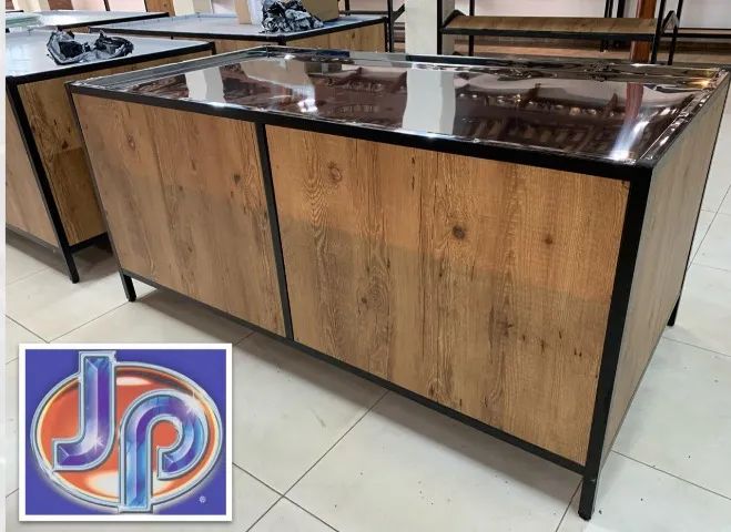 Banca expositor vasca hortifruti em inox e aço + mdf - Foto 4