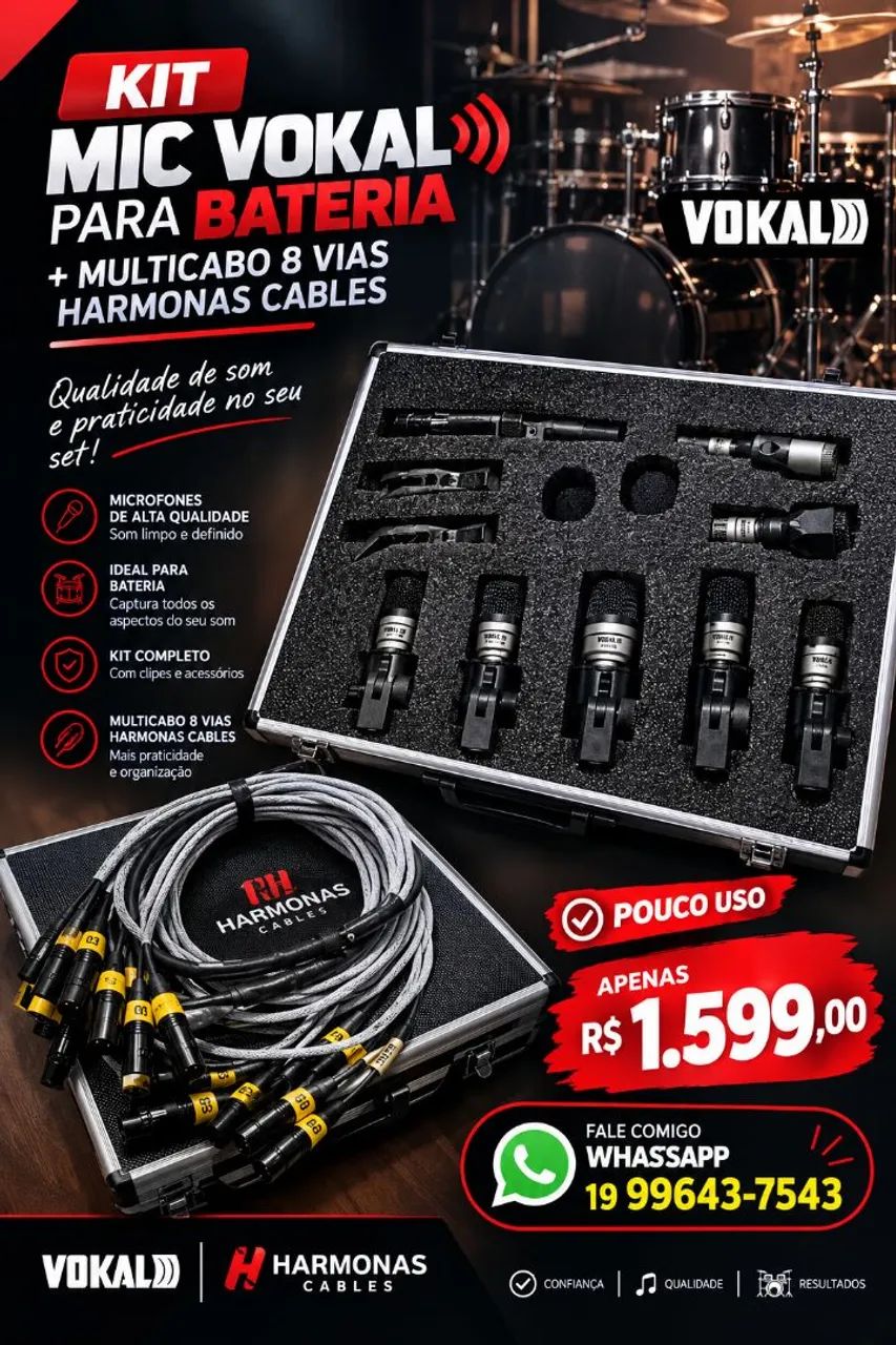 Kit Microfone Para Bateria