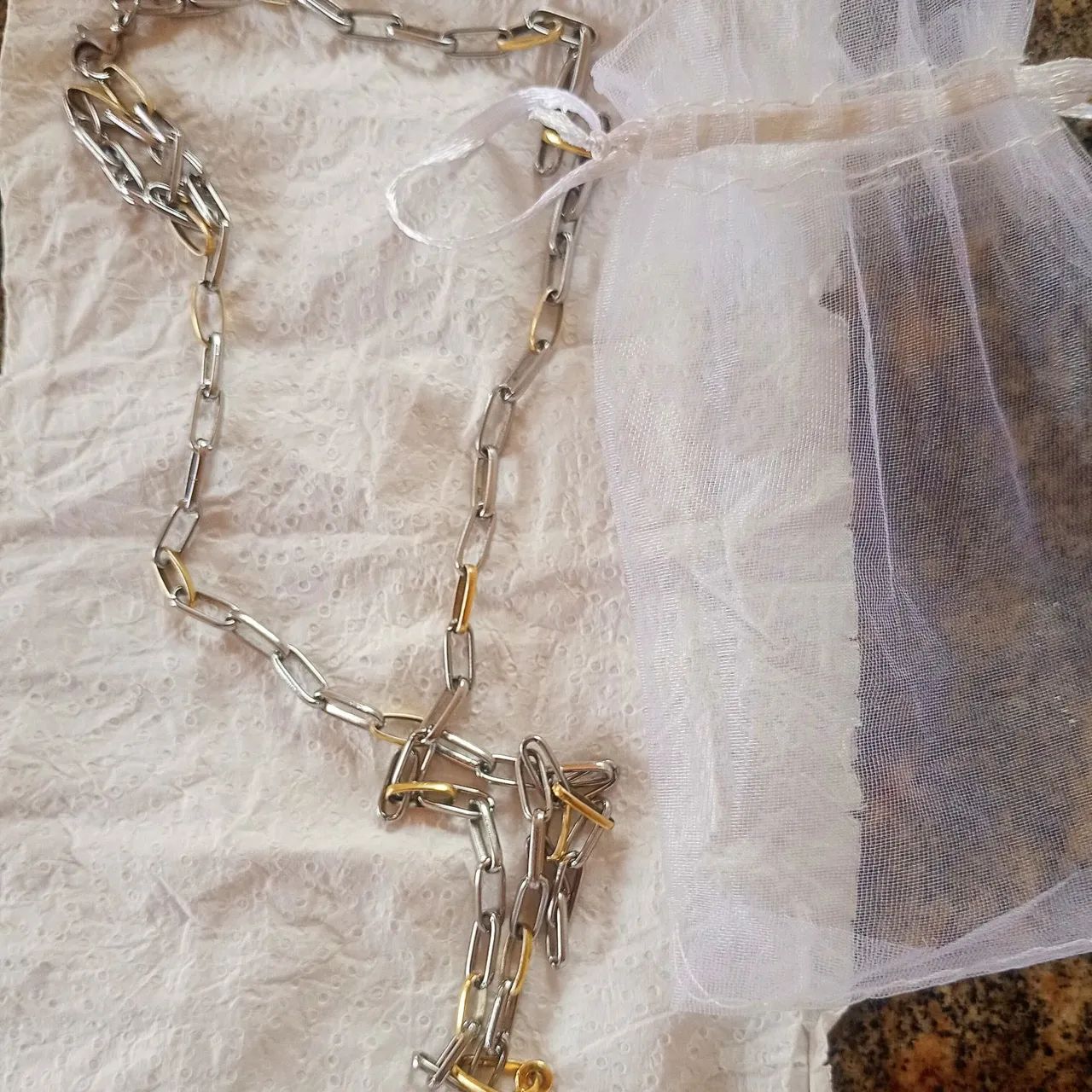 Cordão Aço com Ouro 60cm Unissex  - Foto 2