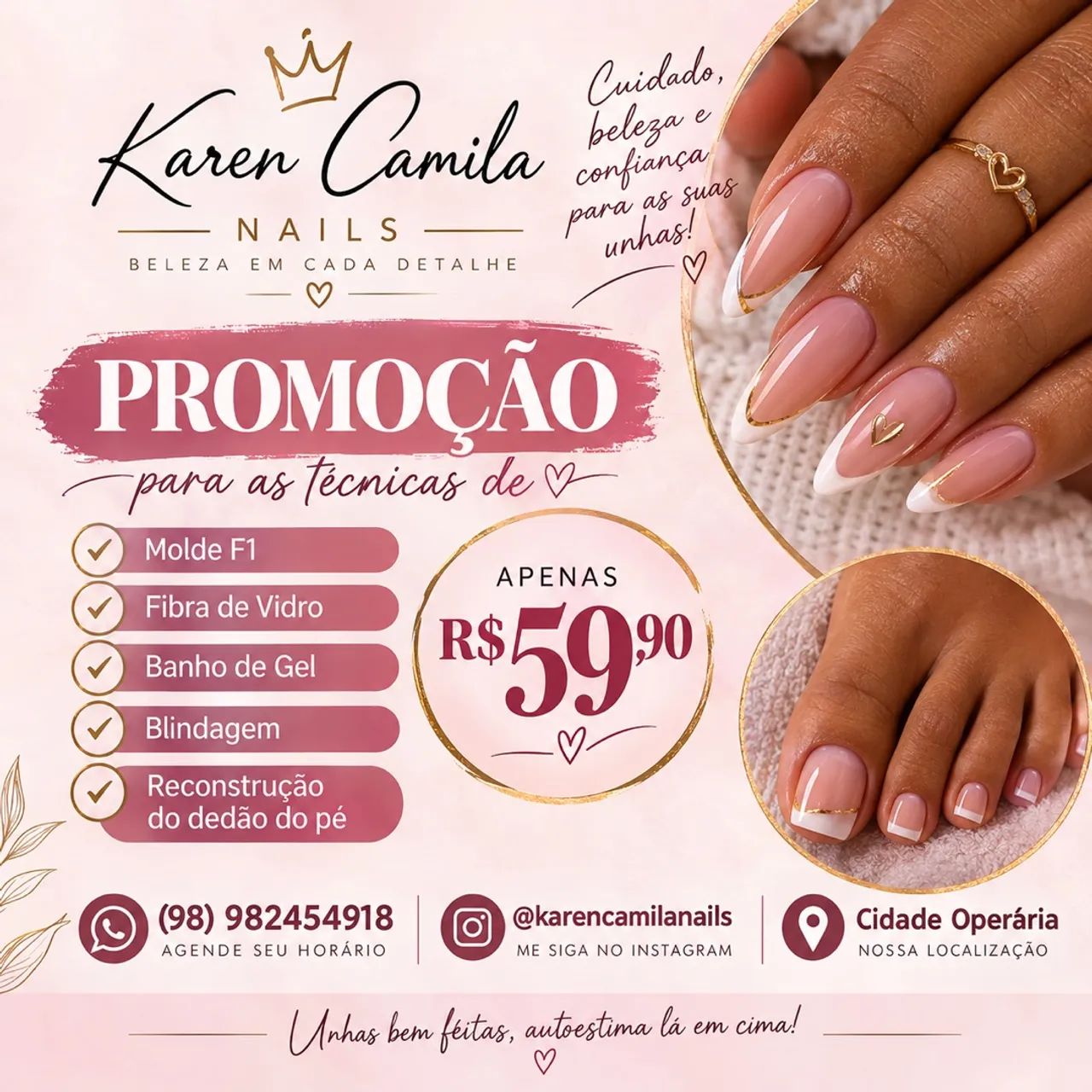 Promoção Alongamento de unhas 