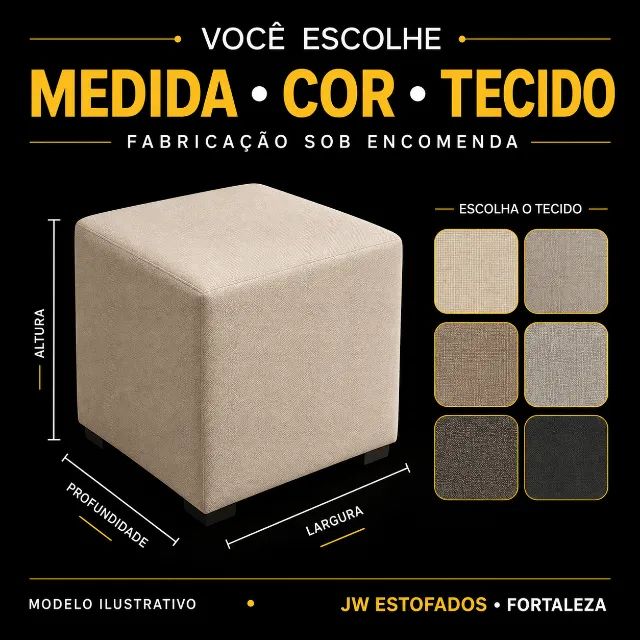 Pufe quadrado estofado sob medida em Fortaleza - Foto 3