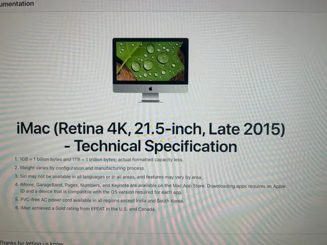 Imac 4k 21.5 Late 2015 - S/ Mouse e Teclado