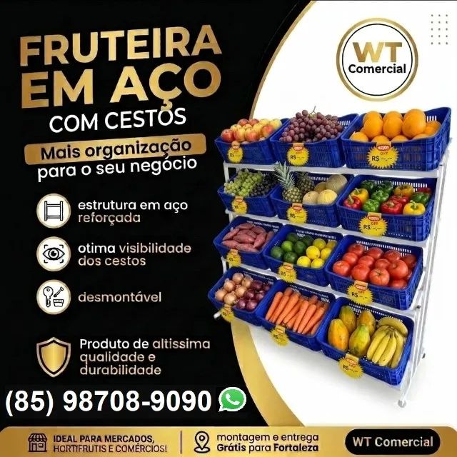prateleira expositora de frutas