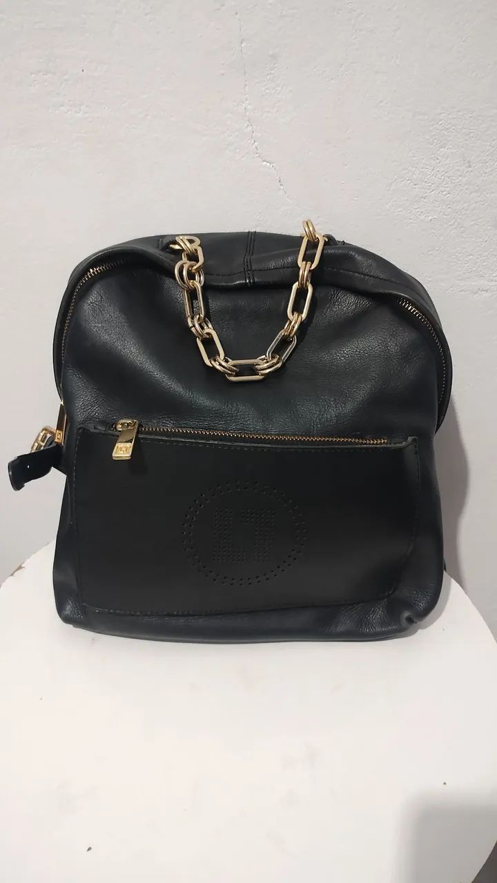 Bolsa mochila feminina Luz da Lua couro legítimo 