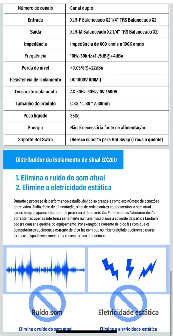 Isolador de áudio cancelamento de ruído  - Foto 5