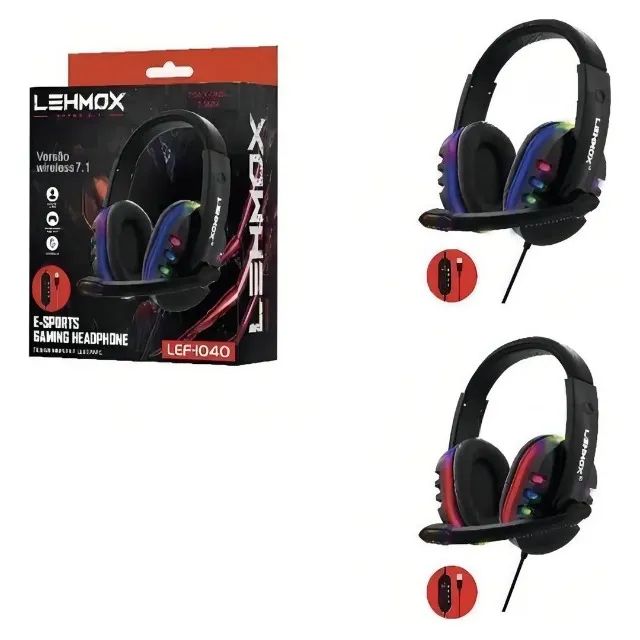 Headset Gamer Lehmox LEF-1040 USB com Microfone LED Estéreo para PC Gamer e Notebook de ou