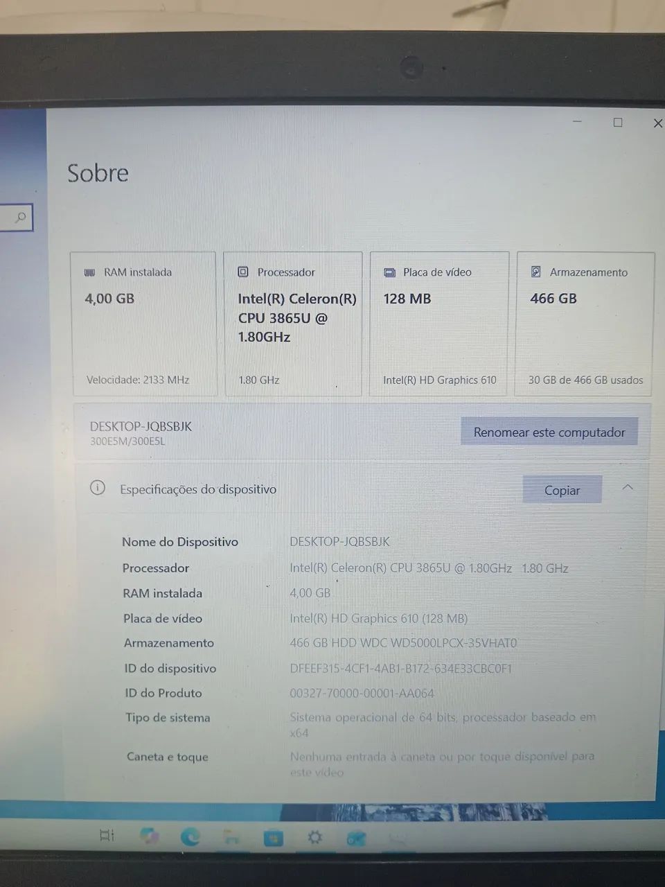 Notebook Samsung 300E5M / 300E5L - Intel Celeron 3865U, 4 GB RAM, HD 500 GB - Foto 4
