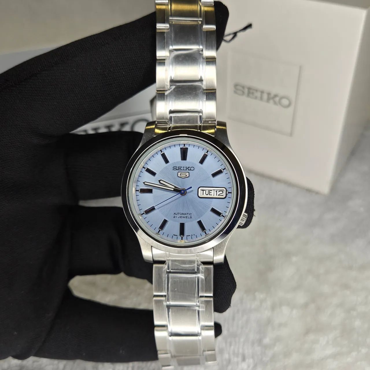 Relógio Seiko 5 Automático SNK791K1 Light Blue - NOVO - Foto 5