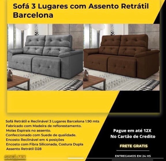 Sofa Retratil Reclinável New York 2,00 mts 