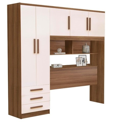 Quarto roupeiro modulado casal com cabeceira baú 