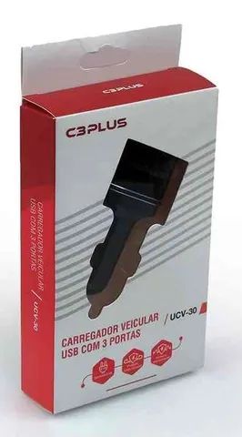 carregador veicular 3 portas usb 3.1a c3plus ucv-30bk - Foto 4