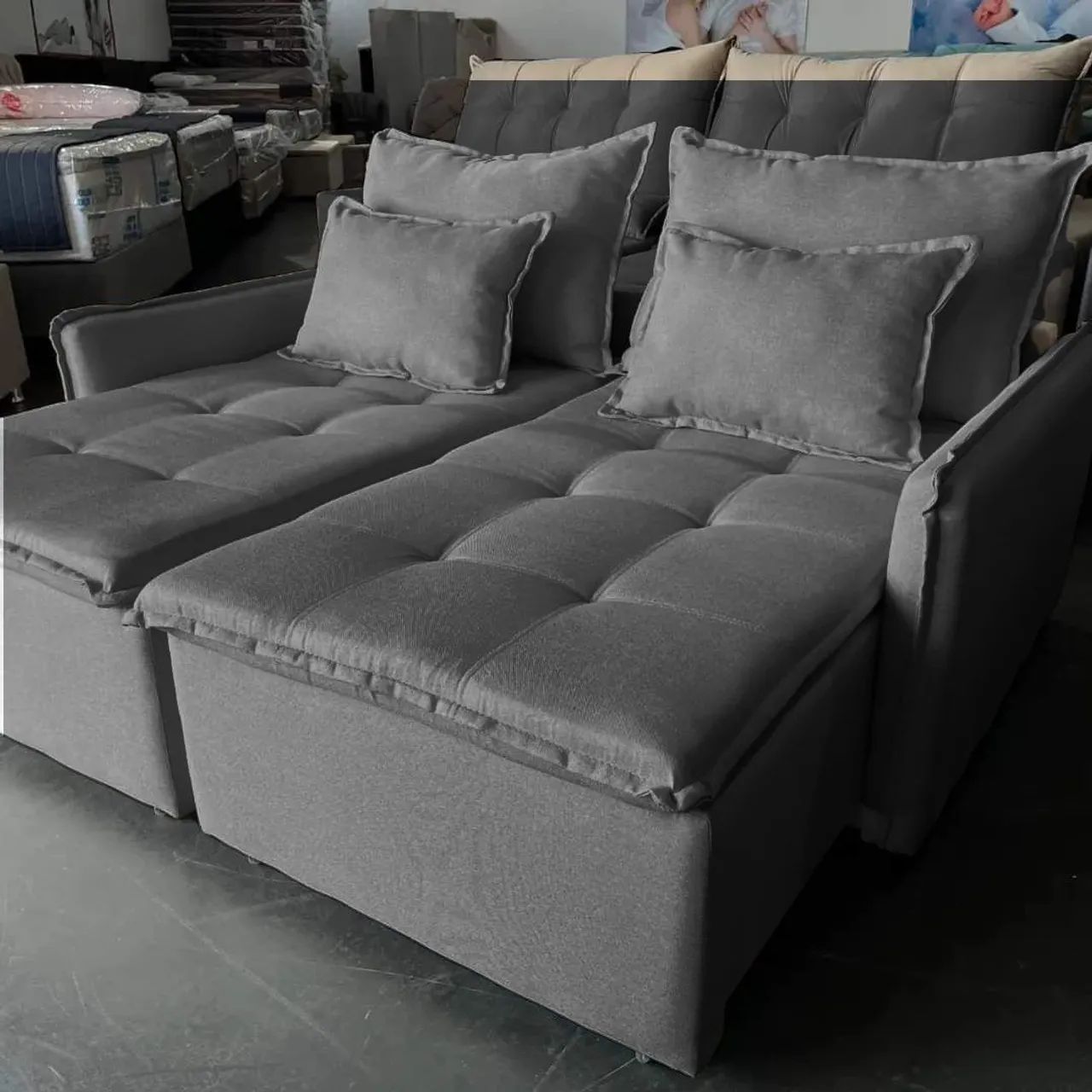 Sofá Cama Retrátil Novos Direto do fabricante  em Linho  - Foto 4