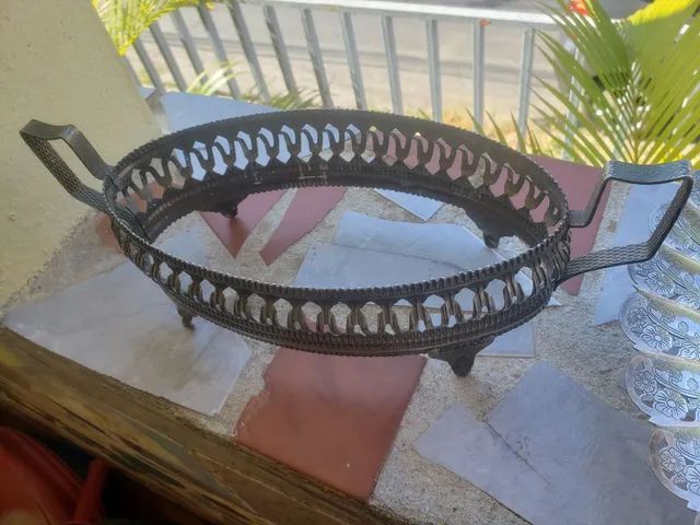 Kit fruteiras antigas metal prata cobre aço  - Foto 4