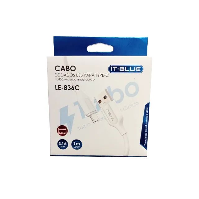 Cabo USB Tipo C IT-BLUE (1 Metro) | Recarga Turbo Android & Compatível iPhone 15/16/17
