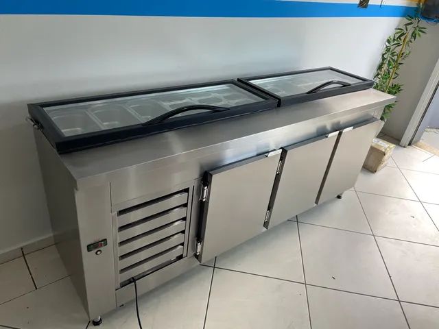 Condimentadora expositora refrigerada em aço inox sob medida 