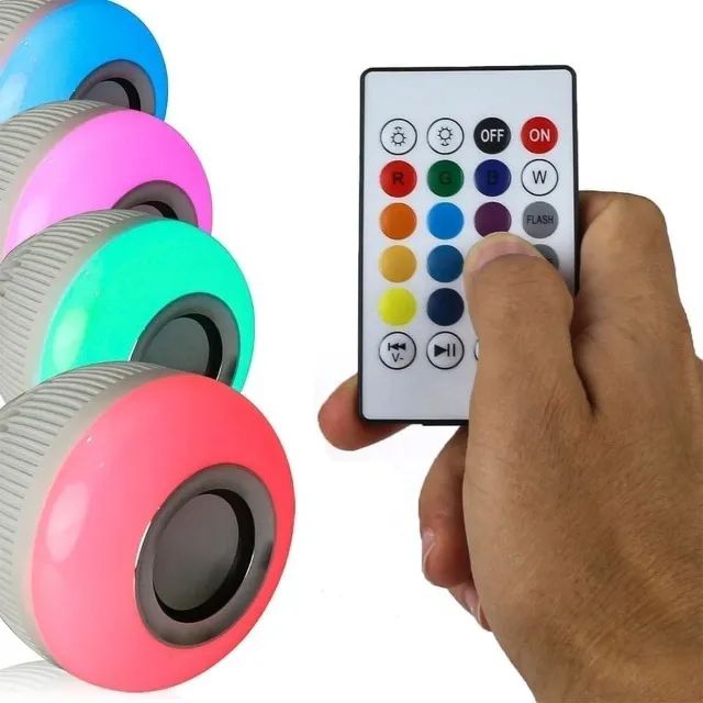 Lâmpada Led Bulbo 12w Rgb Controle Bluetooth Mp3 Toca Música - Foto 3