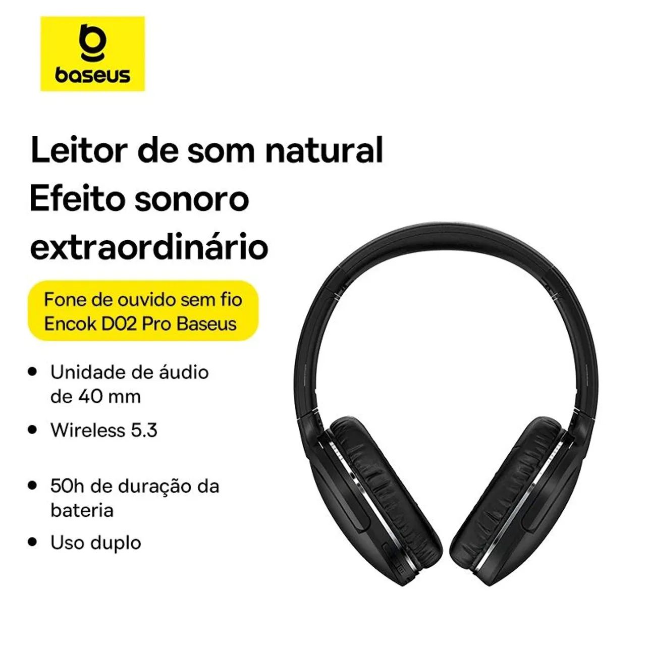 Fone de ouvido Headphone bluetooth Baseus D02 pro  - Foto 2