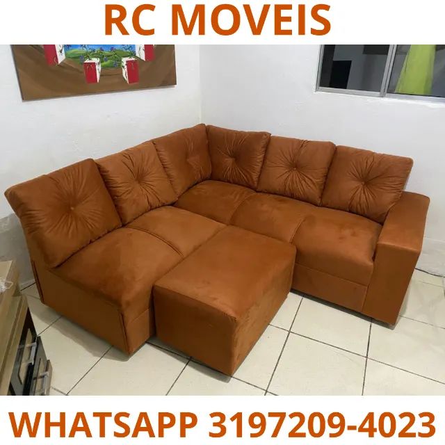 Sofá Sandero de Canto + Puff - Compacto, Confortável e Moderno