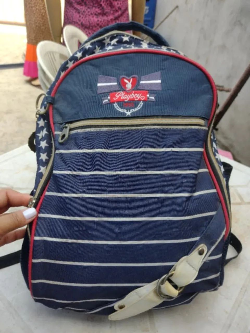 Mochila Playboy com estampa listrada - Foto 2
