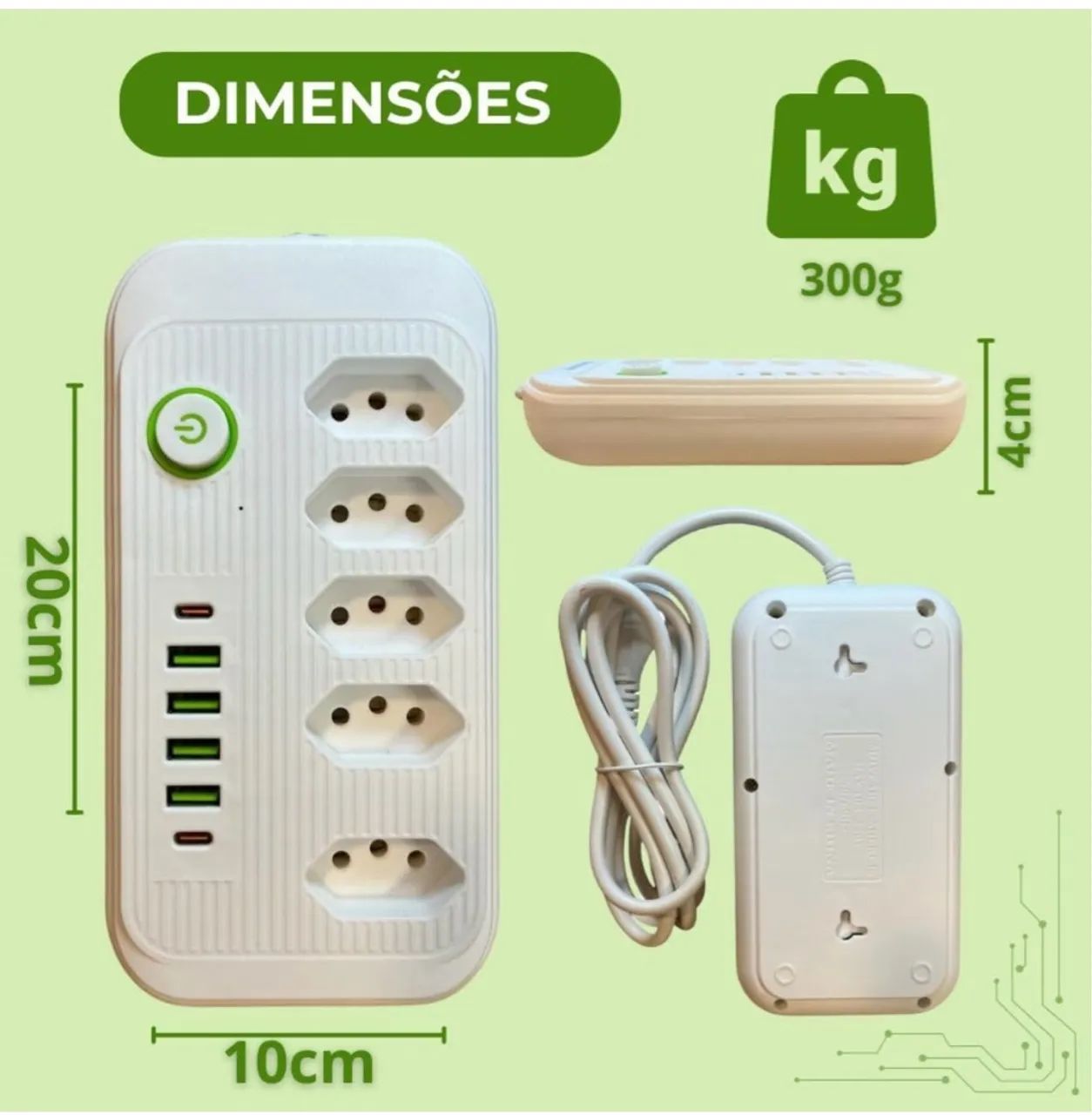 Tomada - Extensão  com USB-C e USB - Foto 2