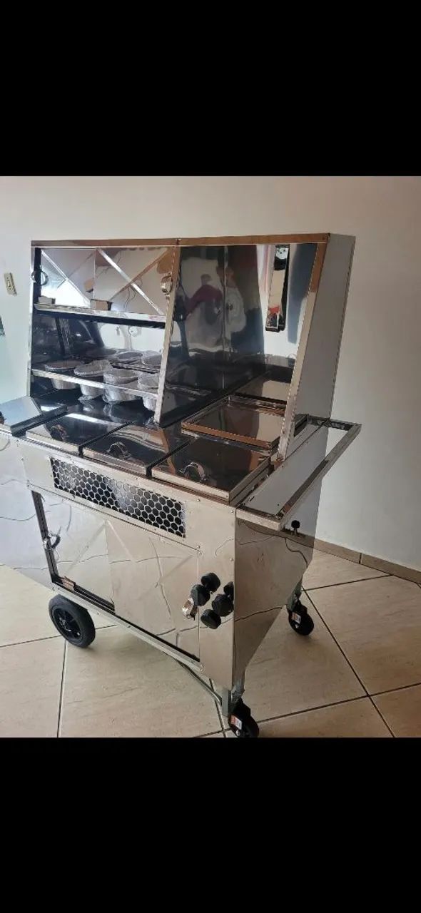 Carrinho de cachorro quente Inox com guarda sol  - Foto 3