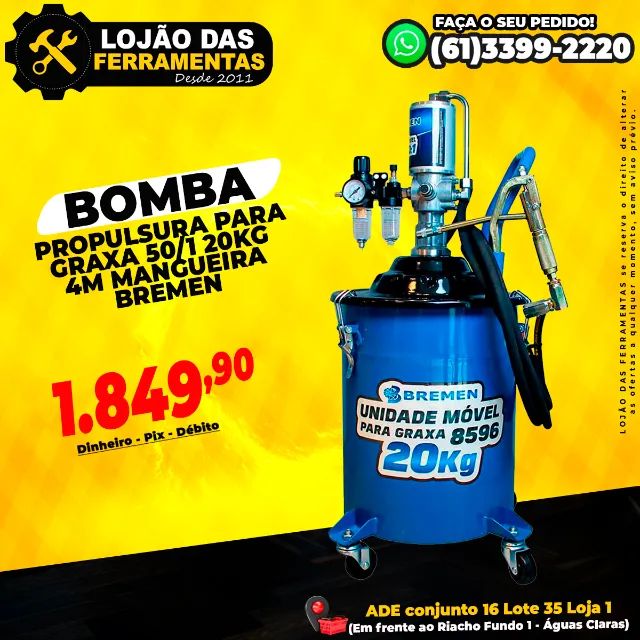 Bomba Propulsura Para Graxa 50/1 20kg 4M Mangueira Bremen