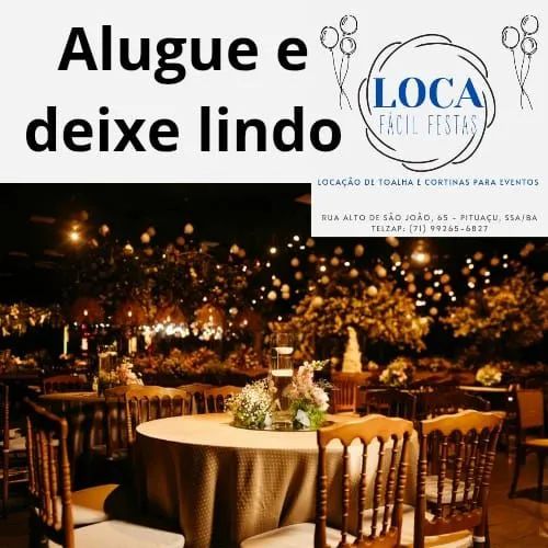 Aluguel de toalhas e cortinas festa 