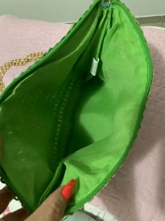 Bolsa de Ombro Verde em Crochê - Foto 3