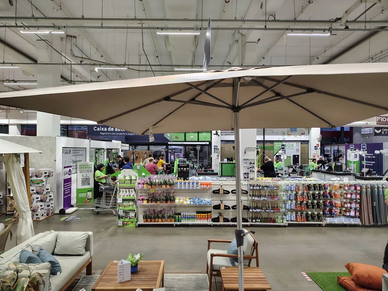 ombrelone 285x285 com led naterial bege alumínio 