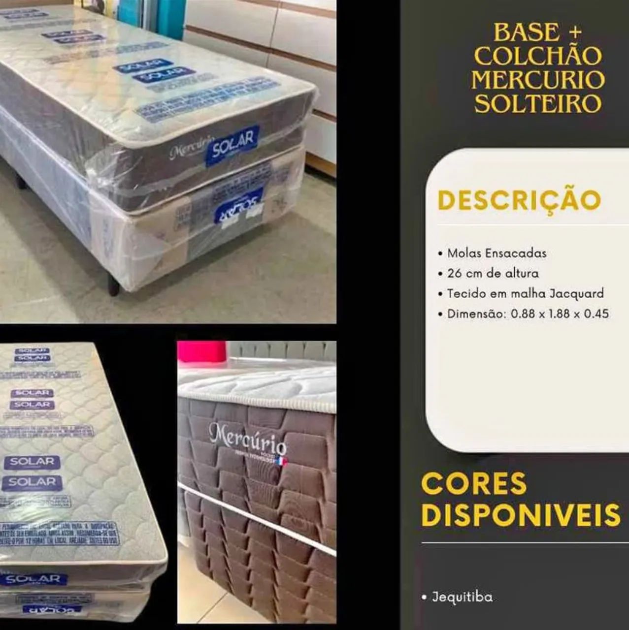 Base + Colchão Mercúrio Solteiro marrom 