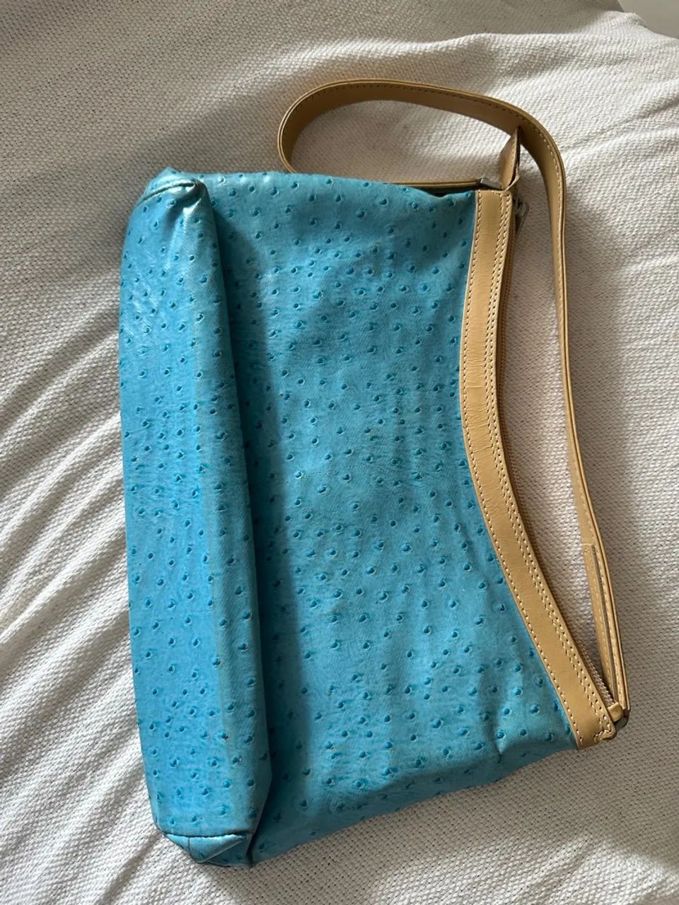 Bolsa Vintage Azul - Couro - Foto 4