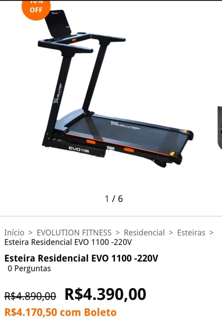 Esteira Elétrica Evolution EVO 1100 - Produto novo na caixa com nota fiscal. - Foto 2