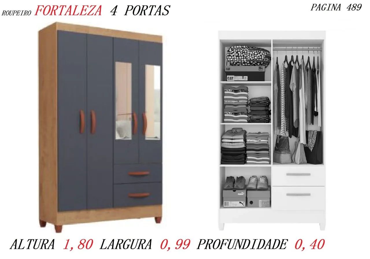 Guarda-Roupa 4 Portas e gavetas 
