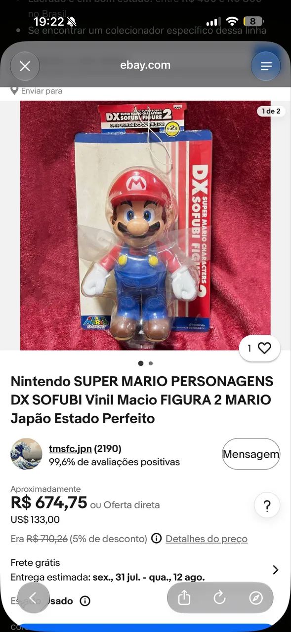 Super Mario Fire DX Sofubi Figure Banpresto Original Japão Lacrado Raro - Foto 3