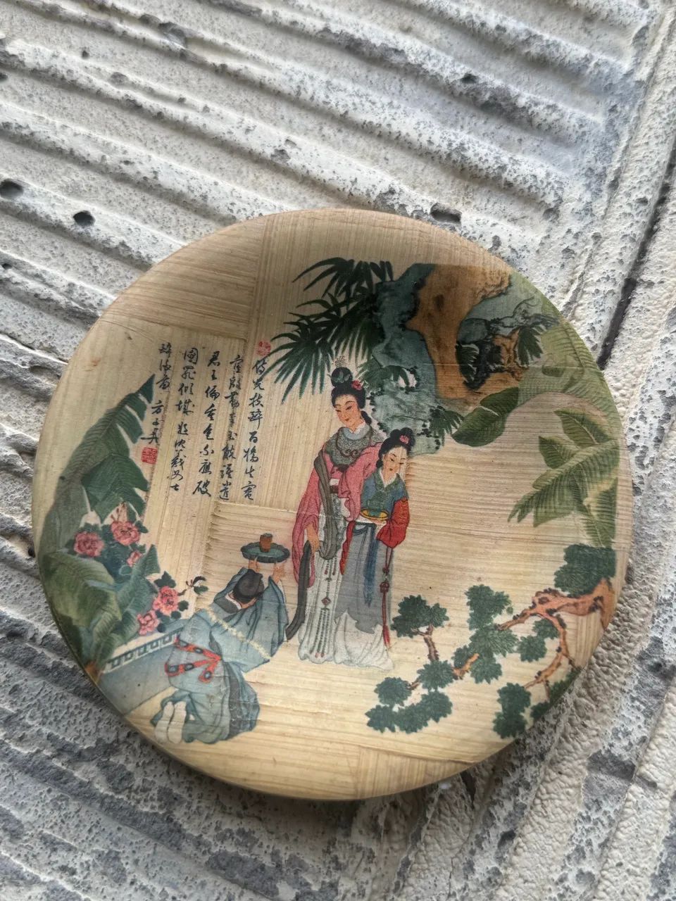 Prato raro de decoração chinês - made in Taiwan - antiguidade 