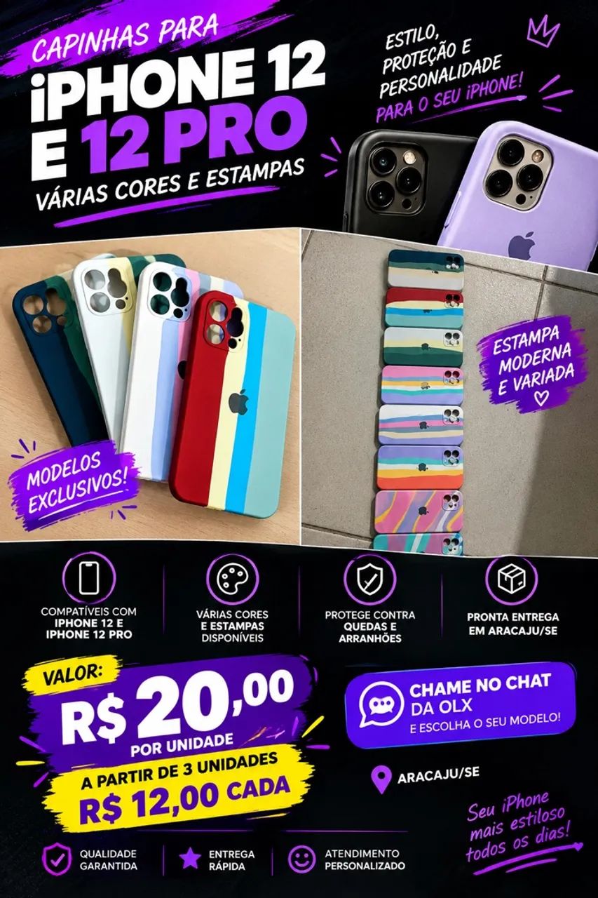     Capinhas para iPhone 12/12 Pro Várias Estampas