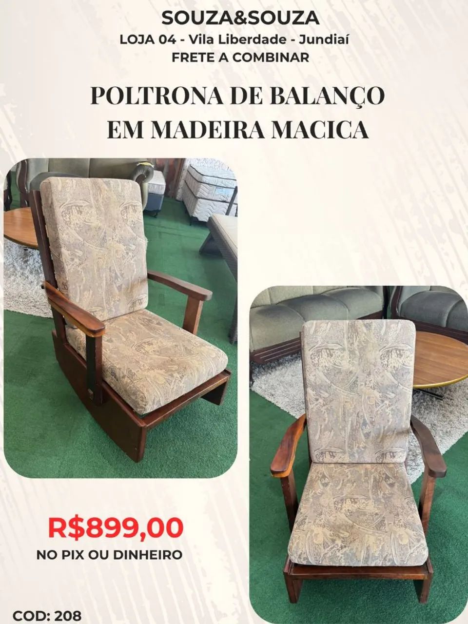 Poltrona de Balanço em Madeira Maciça 